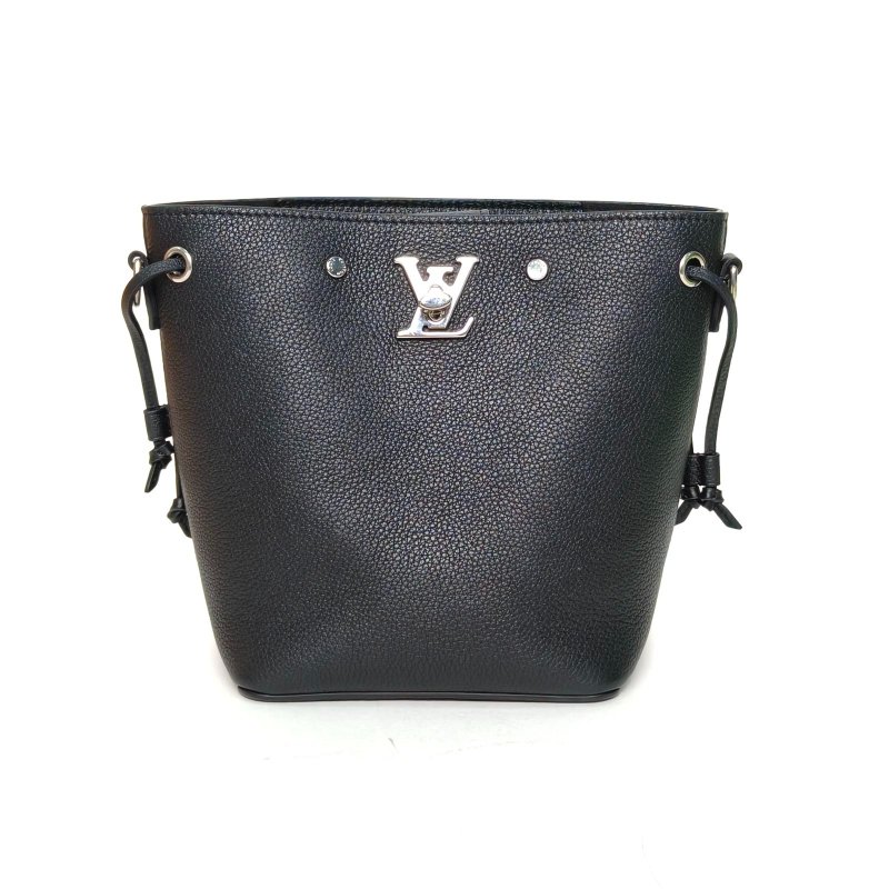 LOUIS VUITTON LockmeBucket水桶包Nano16黑色牛皮銀扣2021肩背包-0