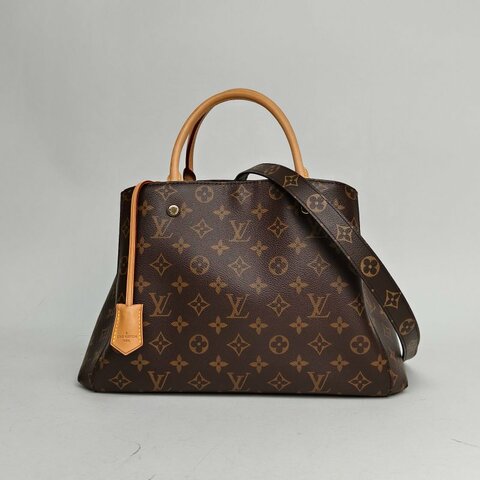 LOUIS VUITTON Montaigne蒙田中號33老花PVC金扣2015肩背包