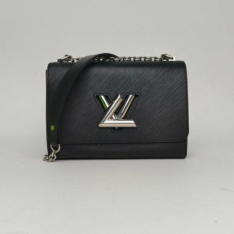 LOUIS VUITTON TWIST中號23黑色EPI水波紋牛皮銀扣2016肩背包