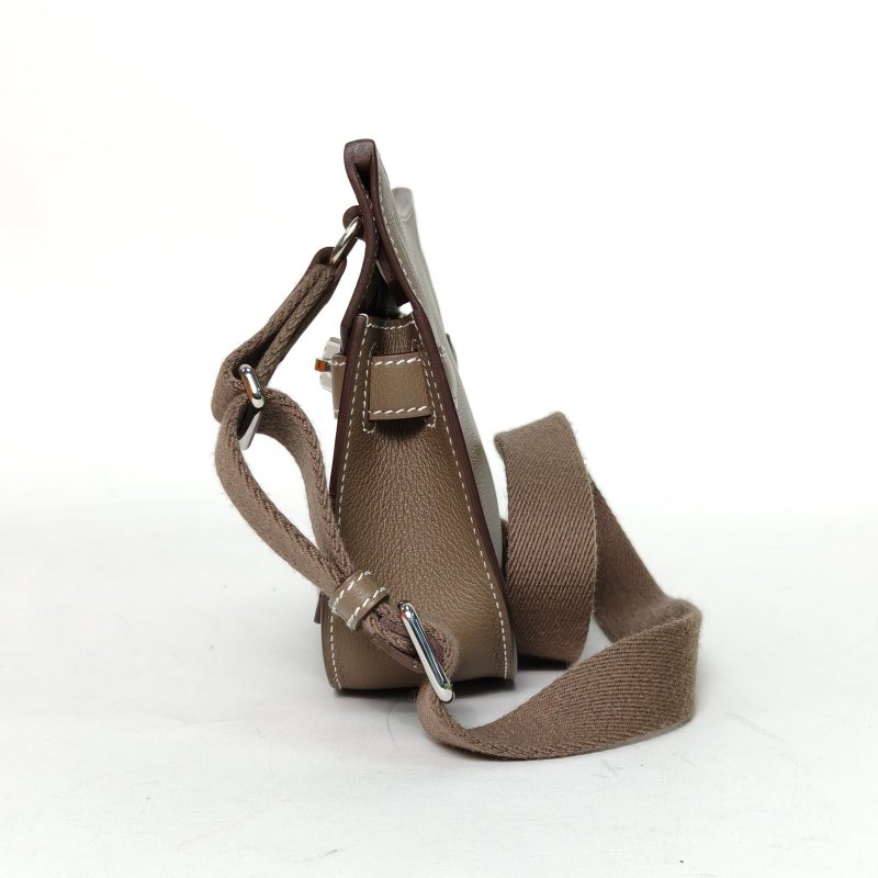 HERMES Jypsiere吉普賽mini18大象灰EC皮W刻銀扣肩背包-3