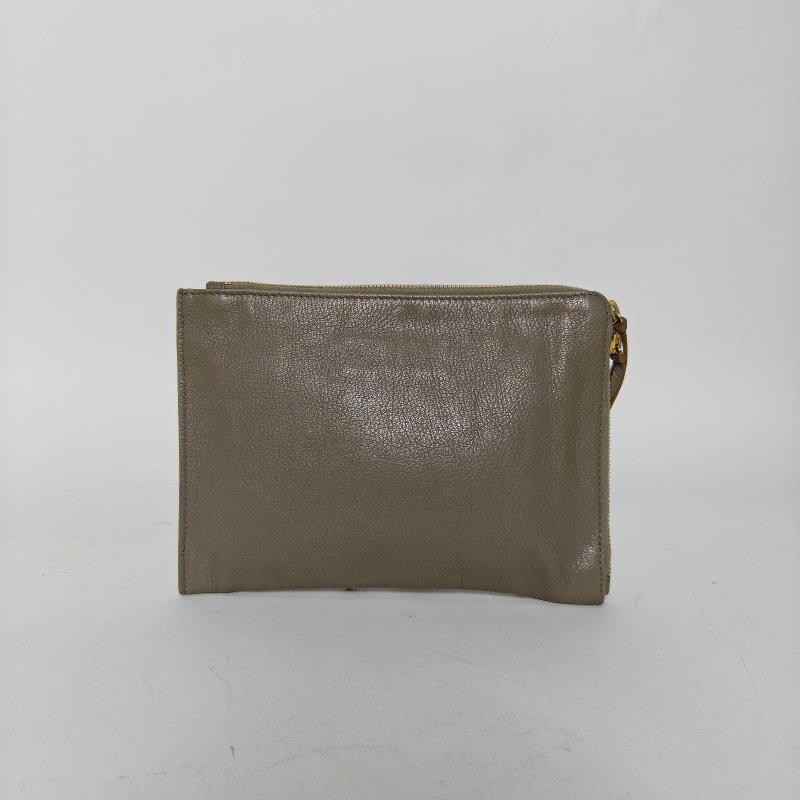 BALENCIAGA Classic機車手拿包灰色羊皮肩背包-2