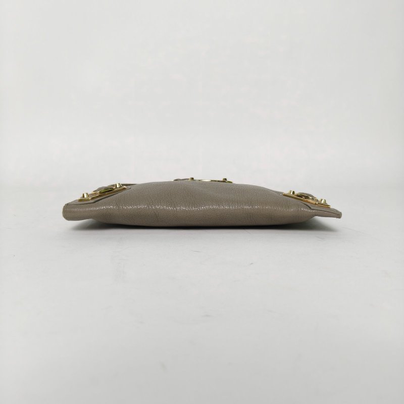 BALENCIAGA Classic機車手拿包灰色羊皮肩背包-4