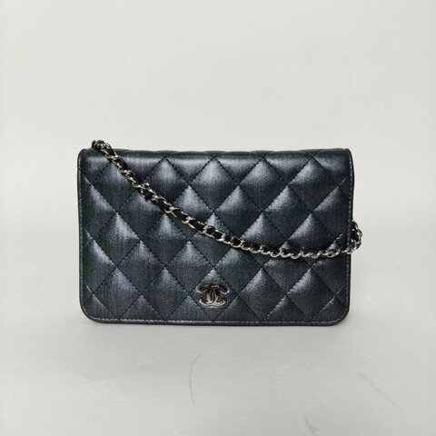 CHANEL 灰色羊皮25開銀扣CFWOC19肩背包