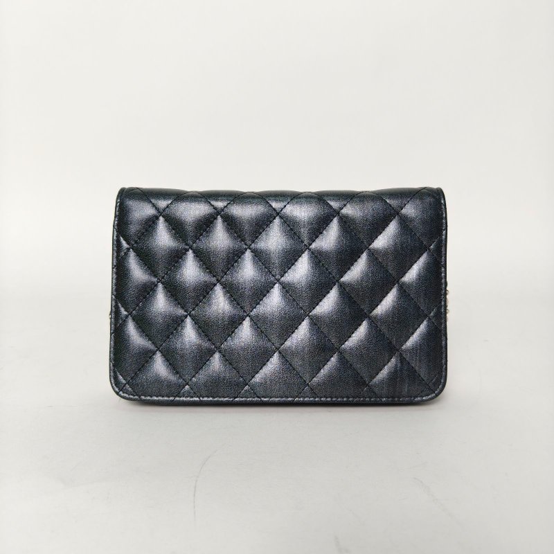 CHANEL 灰色羊皮25開銀扣CFWOC19肩背包-2