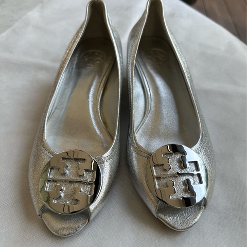 Tony Burch 銀色魚口楔型鞋