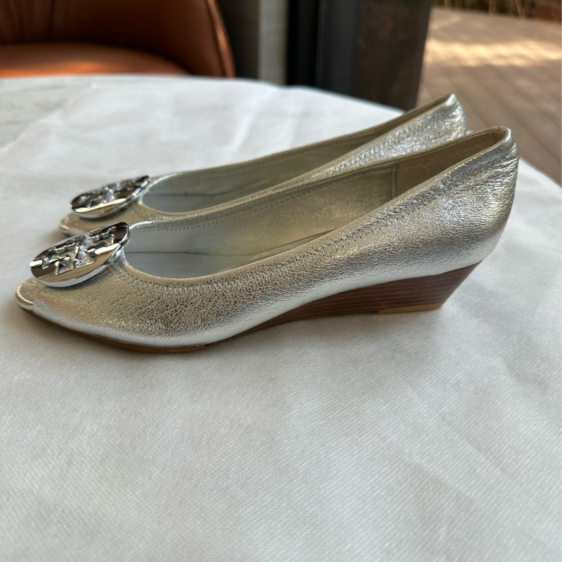 Tony Burch 銀色魚口楔型鞋-3