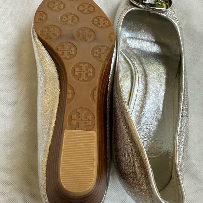 Tony Burch 銀色魚口楔型鞋-10