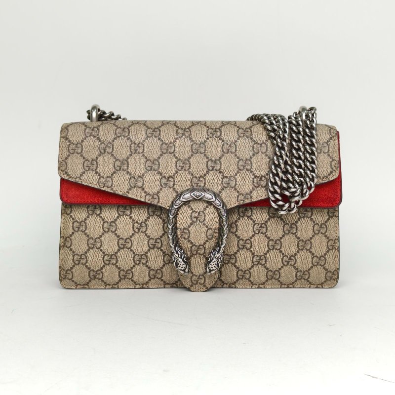 GUCCI Dionysus酒神中號28紅色PVC銀扣肩背包-0