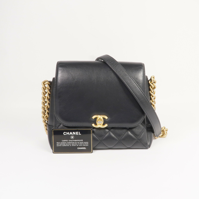 CHANEL 牛皮皮革Chain Shoulder Bag金扣鏈帶肩背袋-9