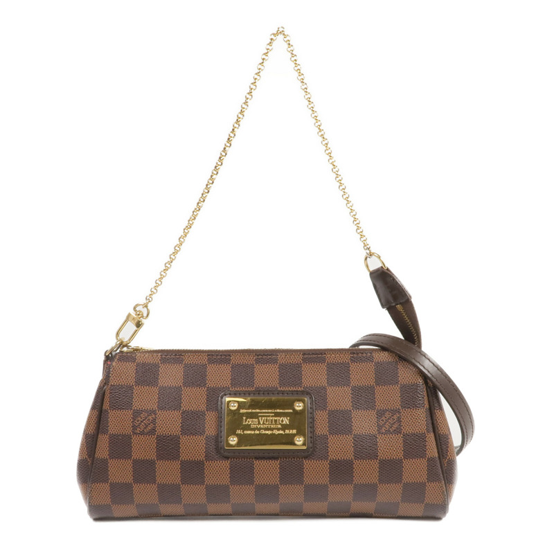 LOUIS VUITTON Damier Eva金扣手挽肩背兩用袋棕色-0