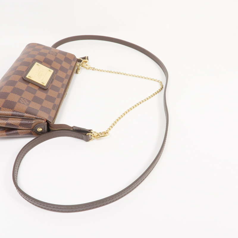 LOUIS VUITTON Damier Eva金扣手挽肩背兩用袋棕色-7
