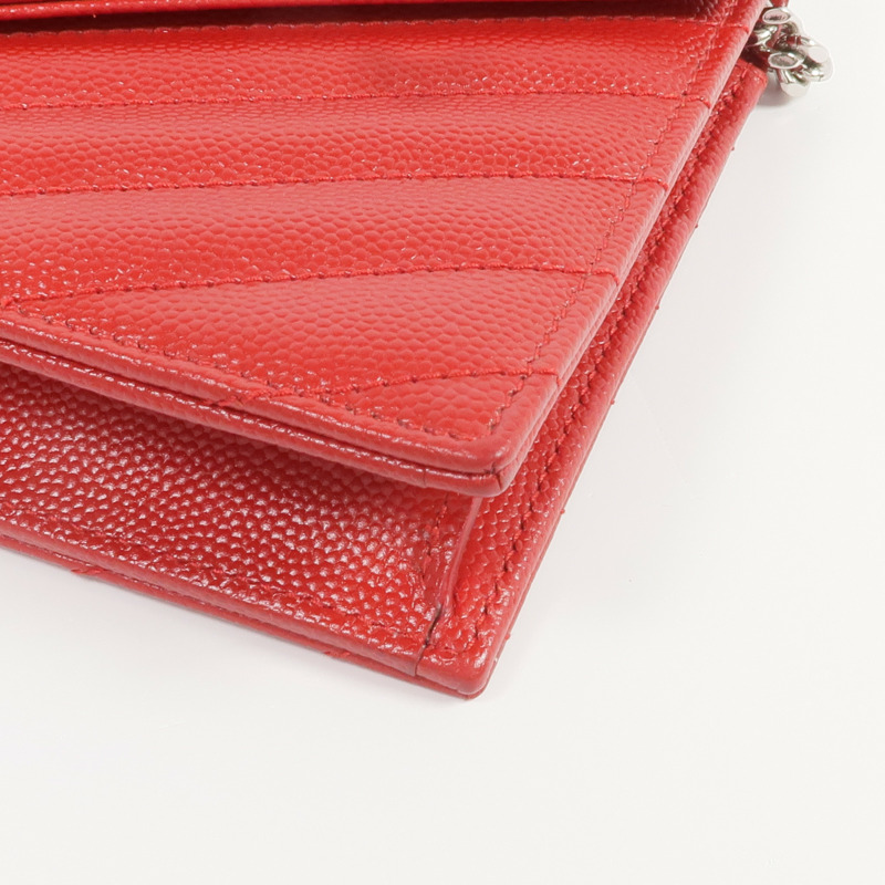 SAINT LAURENT 牛皮皮革Cassandre Envelope Chain Wallet銀扣鏈帶肩背袋-10