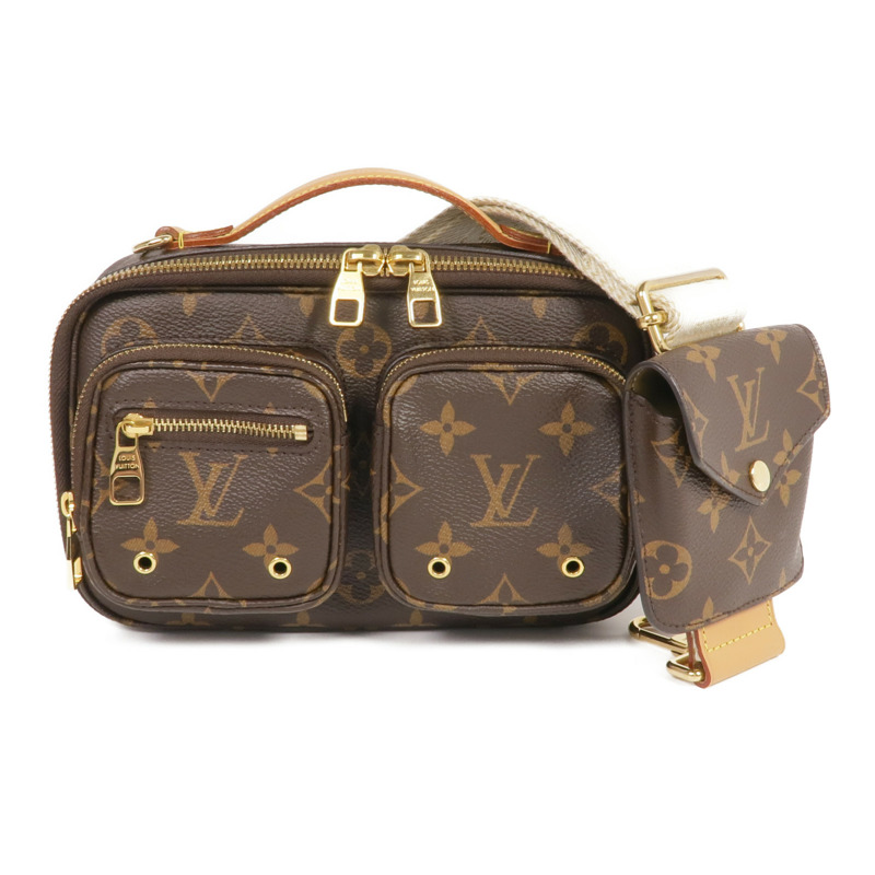 LOUIS VUITTON Monogram Utility金扣手挽肩背兩用袋棕色-0
