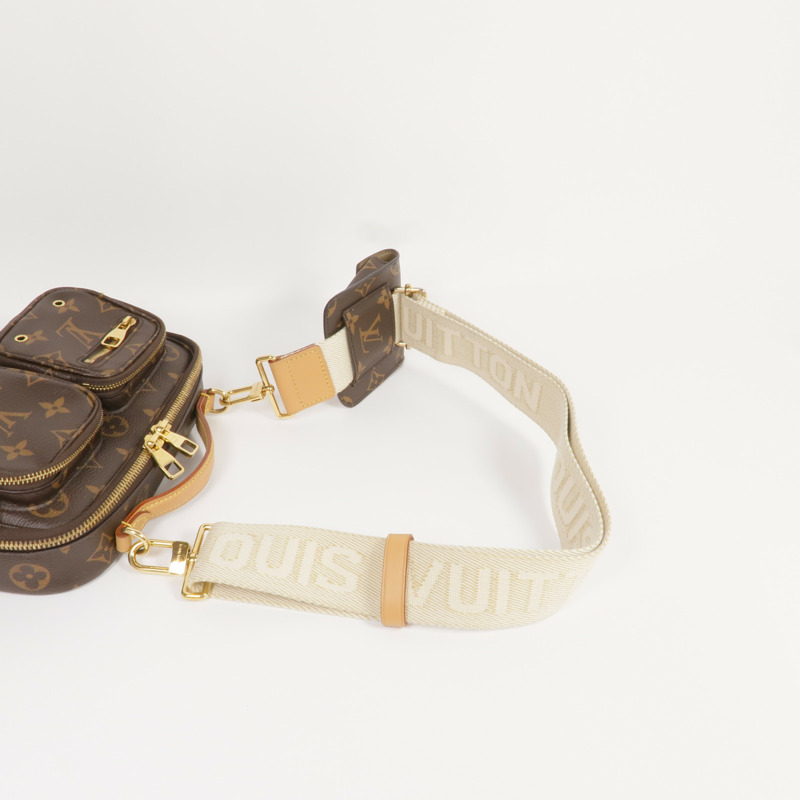 LOUIS VUITTON Monogram Utility金扣手挽肩背兩用袋棕色-6