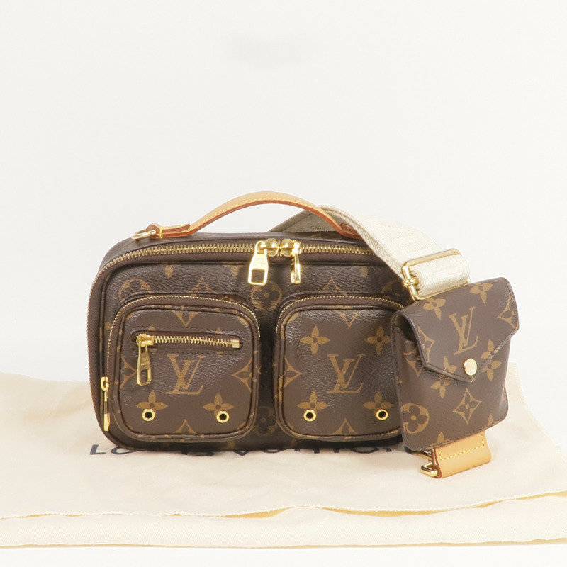 LOUIS VUITTON Monogram Utility金扣手挽肩背兩用袋棕色-7