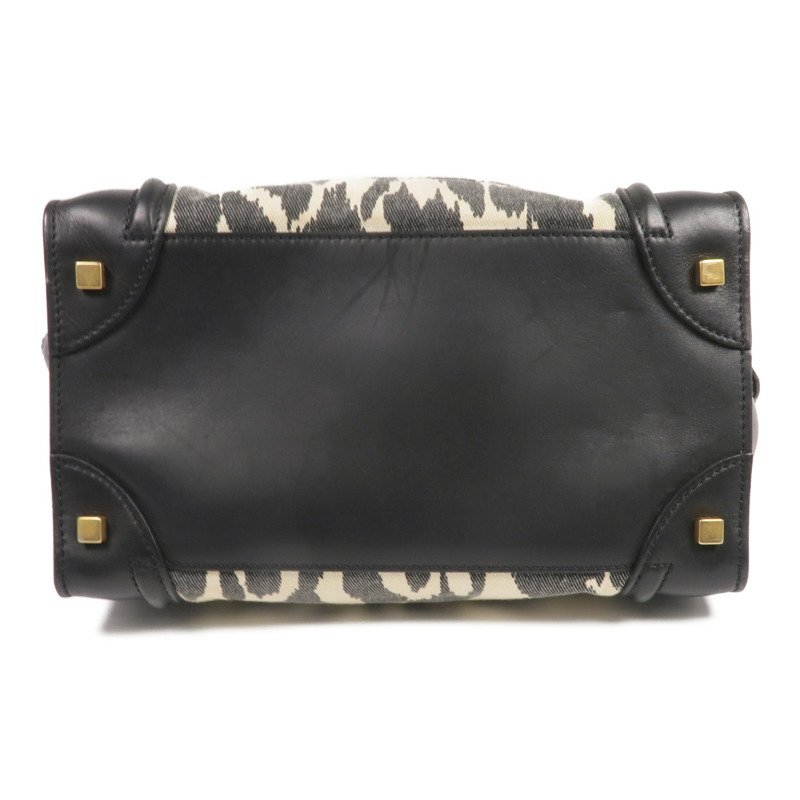 CELINE 牛皮皮革/帆布Mini Luggage金扣手挽袋-3