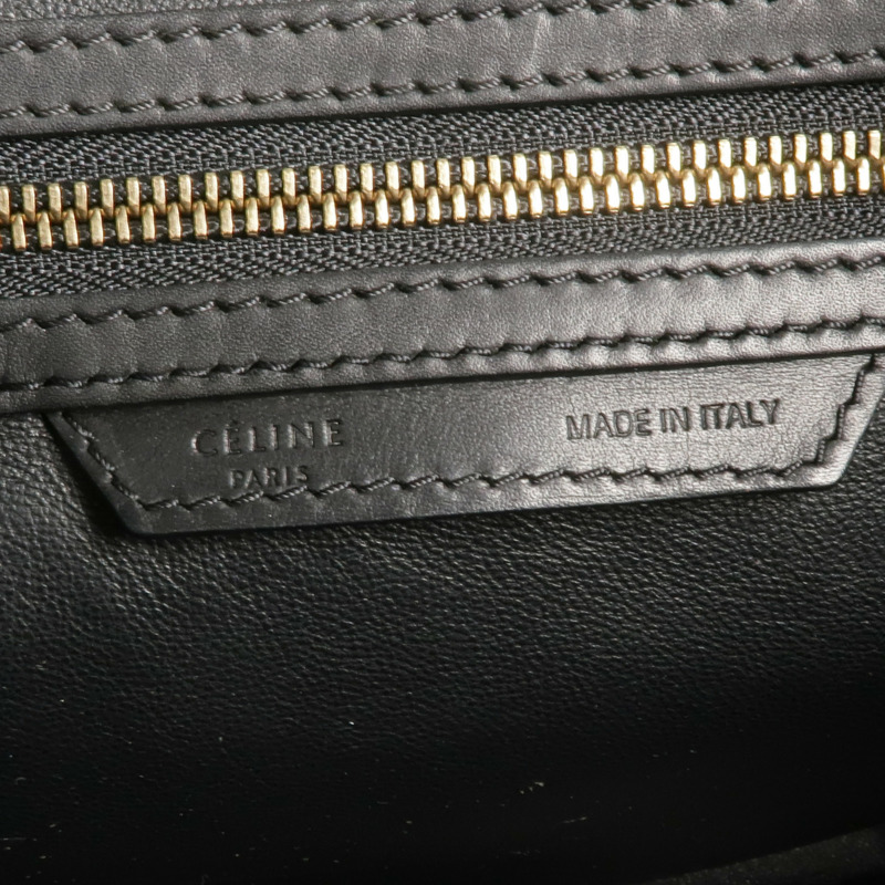 CELINE 牛皮皮革/帆布Mini Luggage金扣手挽袋-7