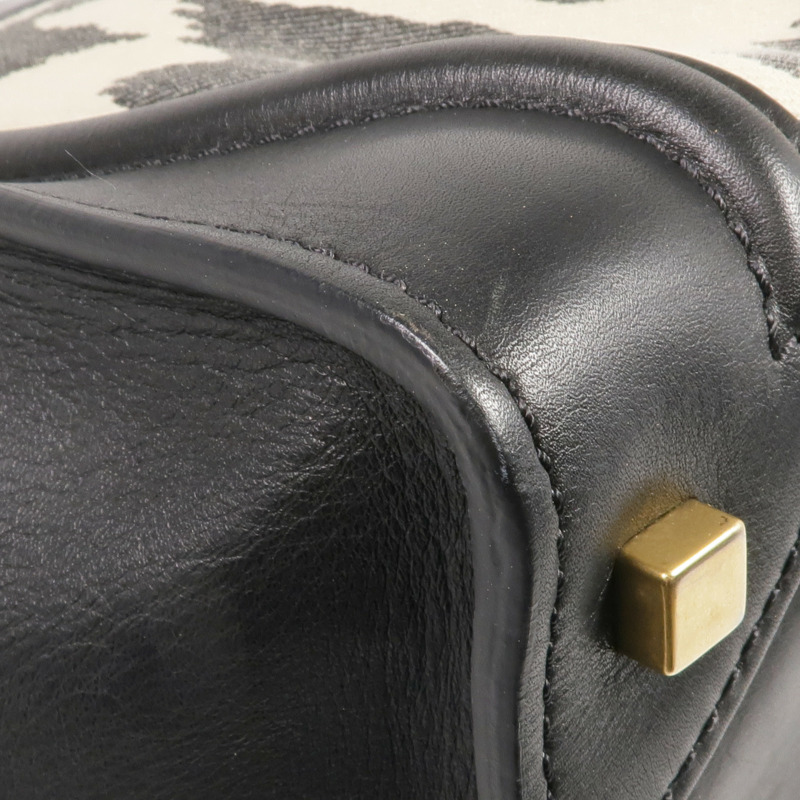 CELINE 牛皮皮革/帆布Mini Luggage金扣手挽袋-12