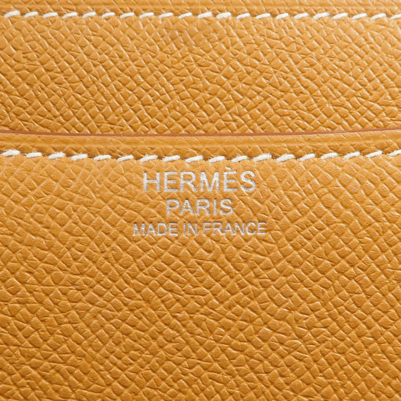 HERMES Epsom皮革Constance 24銀扣肩背袋Gold-5