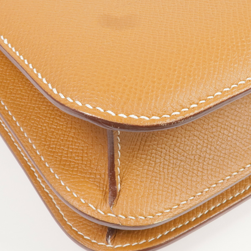 HERMES Epsom皮革Constance 24銀扣肩背袋Gold-12
