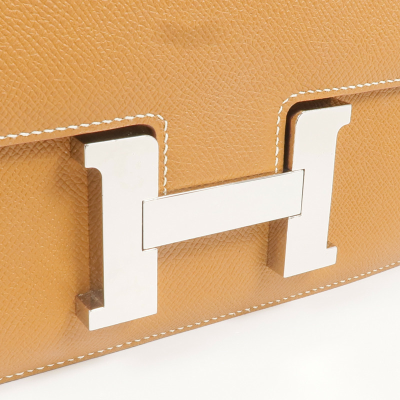 HERMES Epsom皮革Constance 24銀扣肩背袋Gold-14