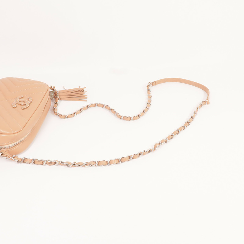 CHANEL 羊皮皮革Chain Shoulder銀扣鏈帶肩背袋-8
