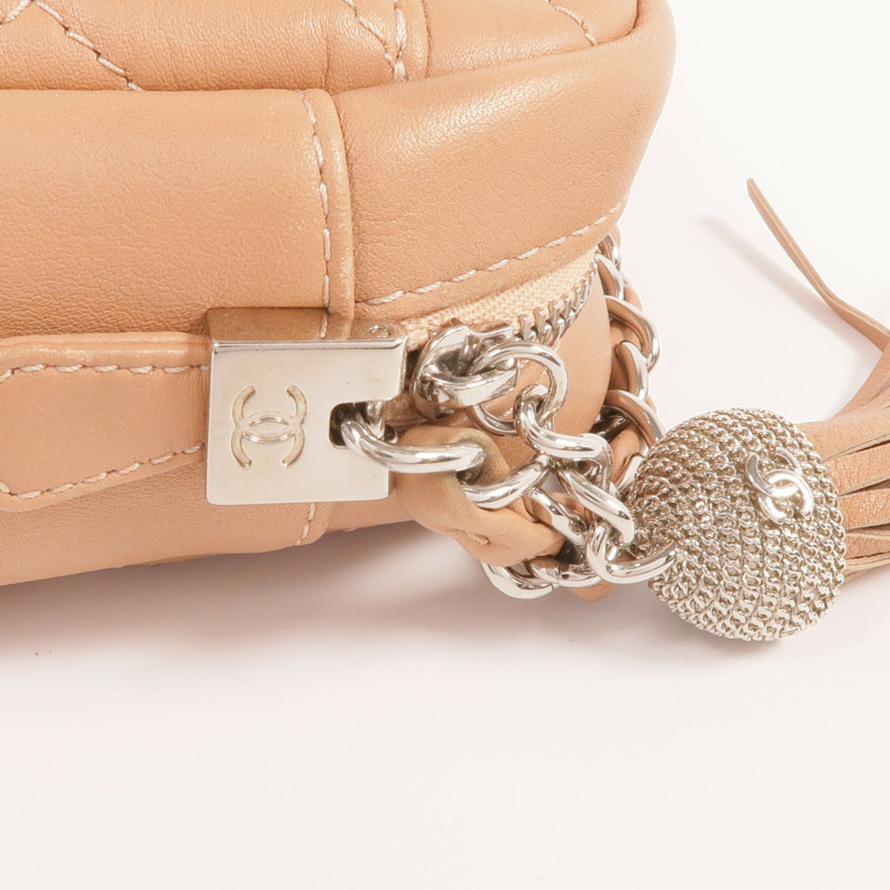 CHANEL 羊皮皮革Chain Shoulder銀扣鏈帶肩背袋-15