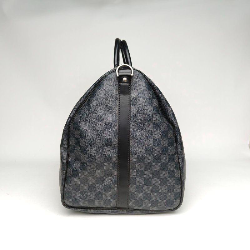 LOUIS VUITTON KEEPALL55無肩帶老花PVC2008黑棋格肩背包-1