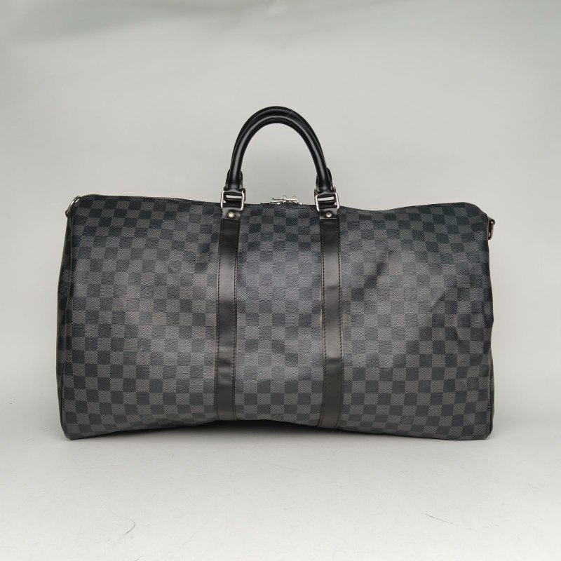 LOUIS VUITTON KEEPALL55無肩帶老花PVC2008黑棋格肩背包-2