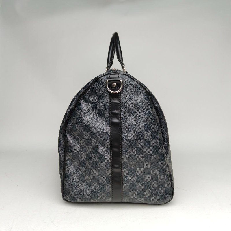 LOUIS VUITTON KEEPALL55無肩帶老花PVC2008黑棋格肩背包-3