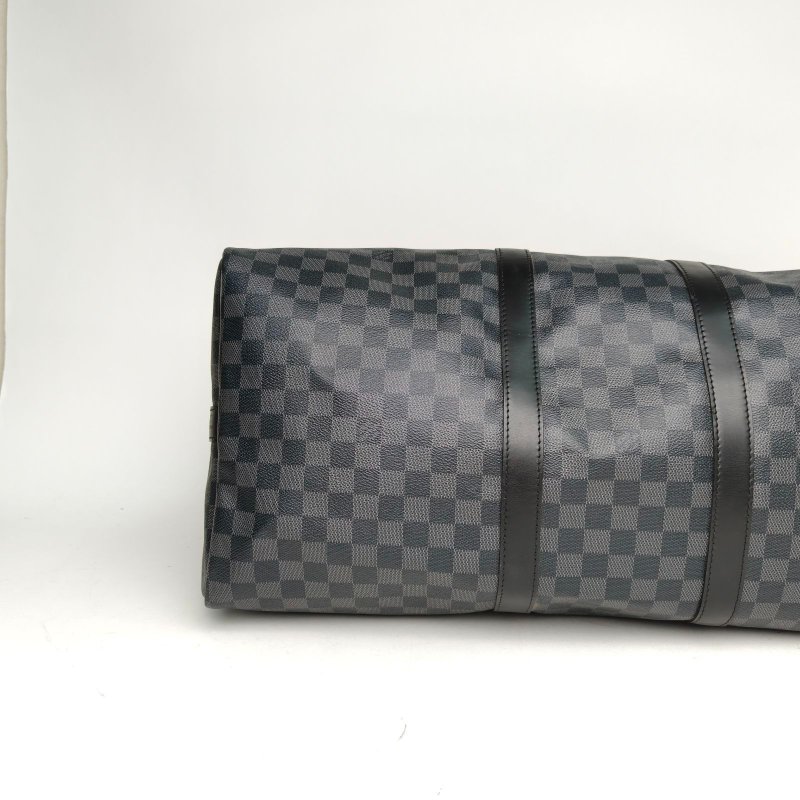 LOUIS VUITTON KEEPALL55無肩帶老花PVC2008黑棋格肩背包-4
