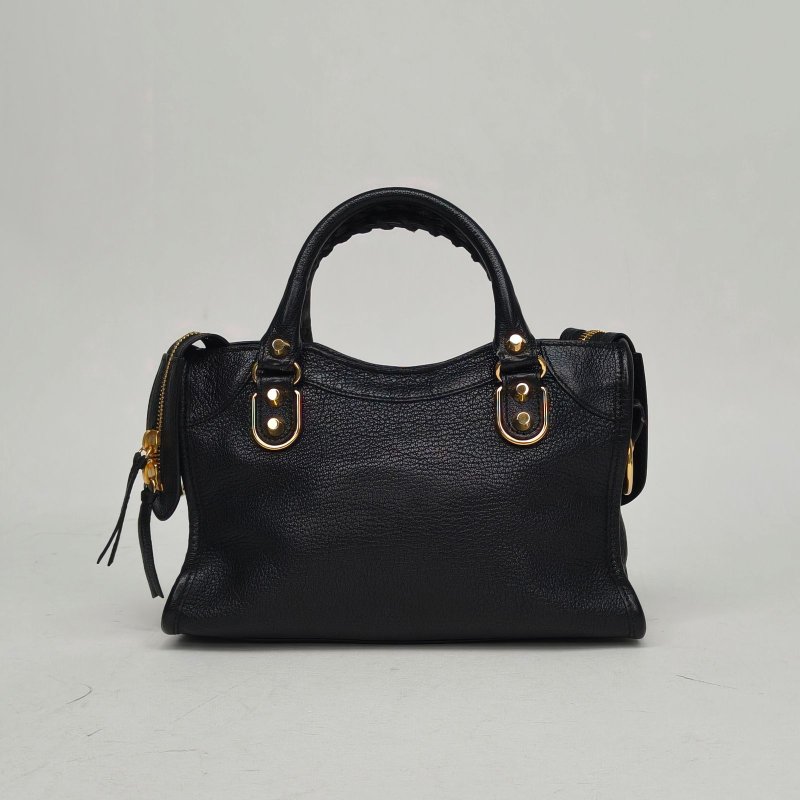 BALENCIAGA CityMini24機車包黑色山羊皮金扣肩背包-2