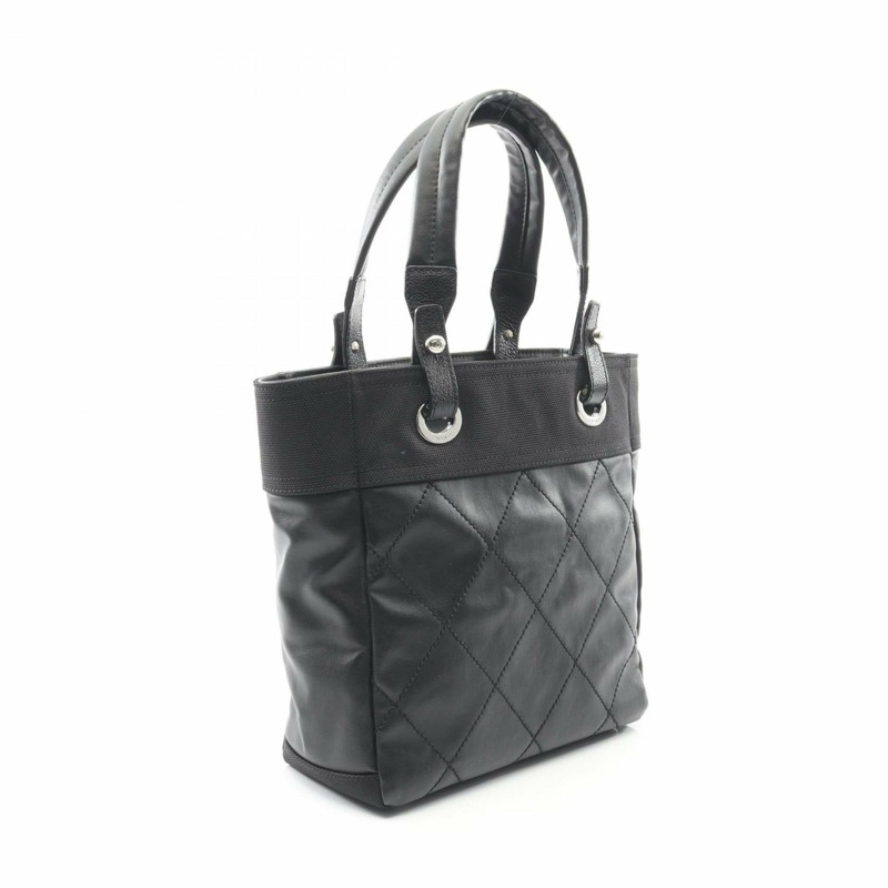 香奈兒 Paris-Biarritz PM 手提包，塗層帆布和皮革，女士，黑色，A34208-1