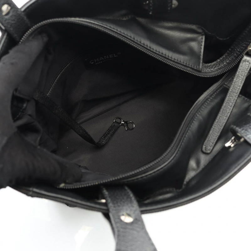 香奈兒 Paris-Biarritz PM 手提包，塗層帆布和皮革，女士，黑色，A34208-2