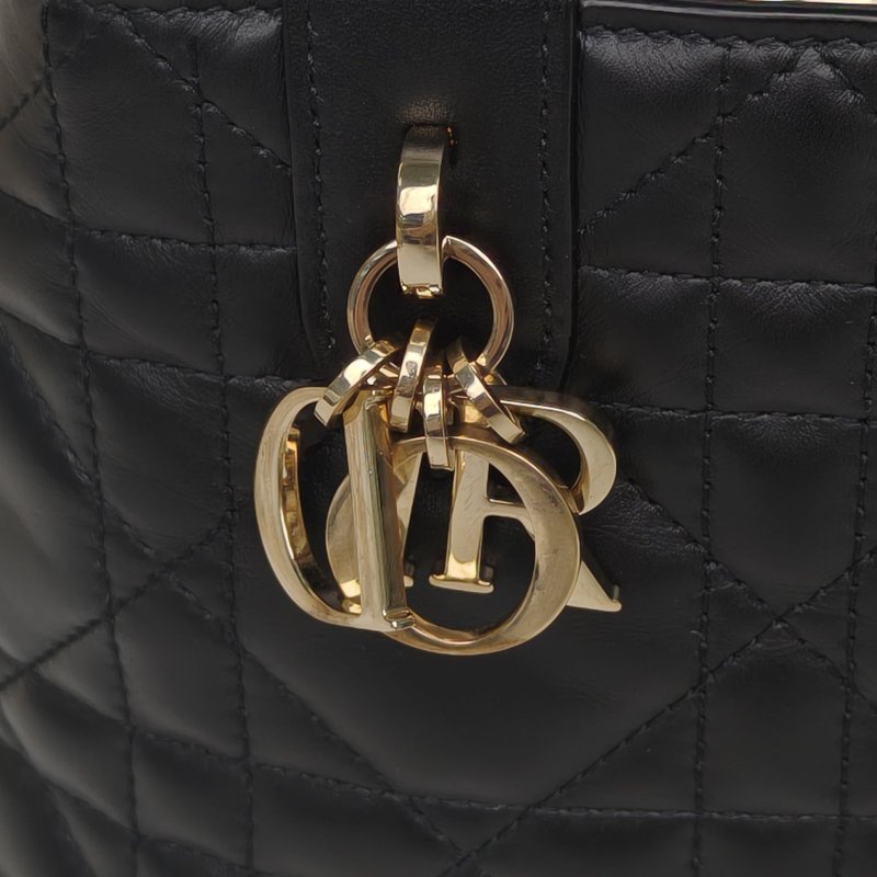 DIOR Toujours手提單肩包小號23黑色牛皮淺金扣2023肩背包-4