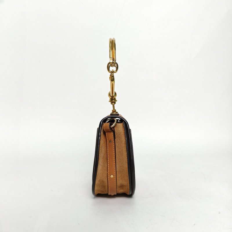 CHLOE NILE手鐲包小號棕色牛皮金扣肩背包-3