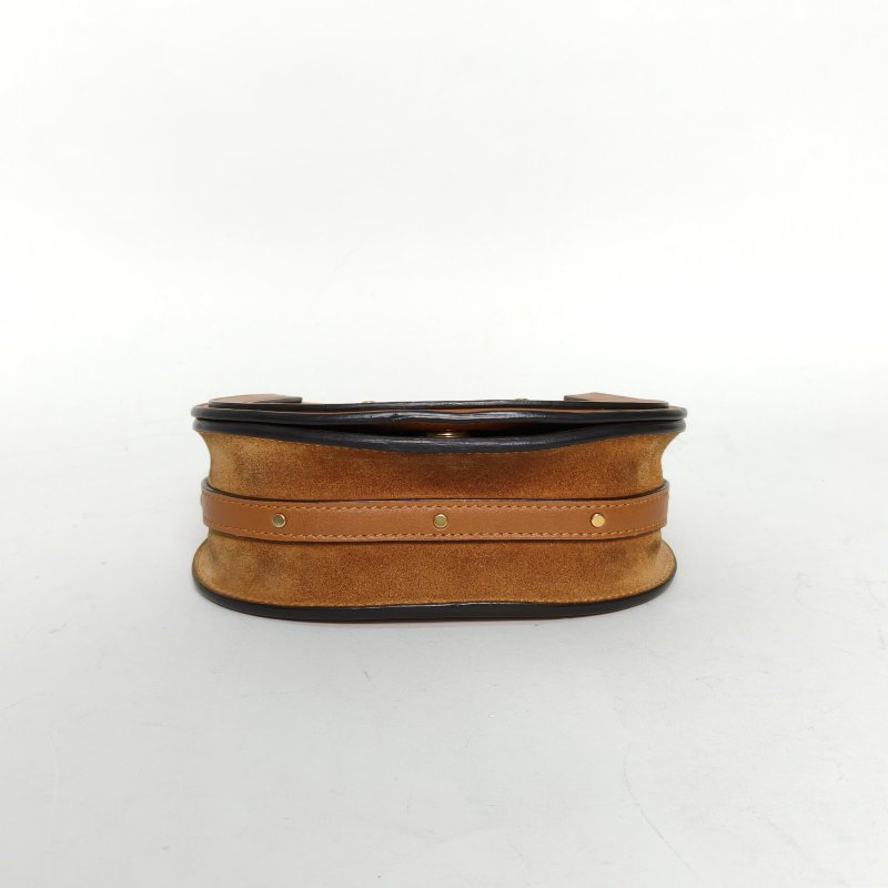 CHLOE NILE手鐲包小號棕色牛皮金扣肩背包-4