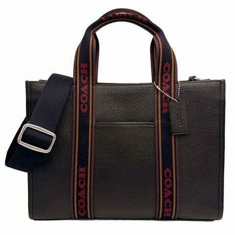 [全新] COACH 素面牛皮手提斜背兩用琴譜大方包(黑)