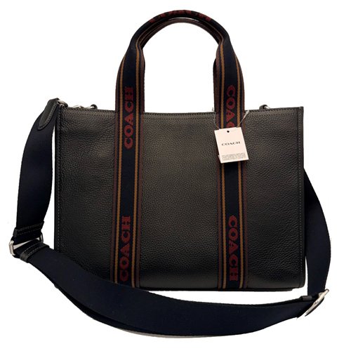 [全新] COACH 素面牛皮手提斜背兩用琴譜大方包(黑)-2