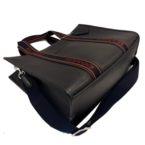 [全新] COACH 素面牛皮手提斜背兩用琴譜大方包(黑)-3