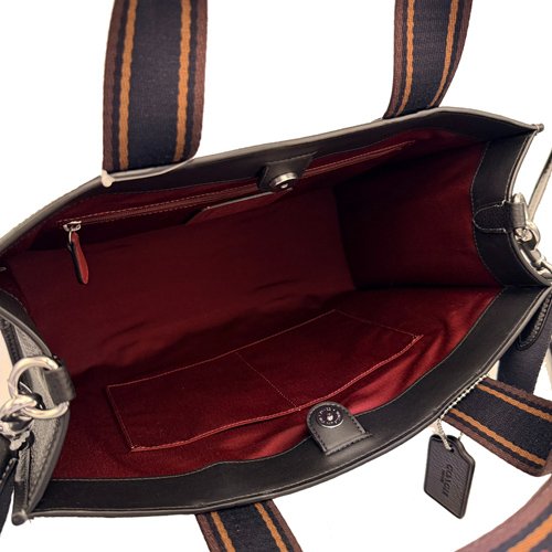 [全新] COACH 素面牛皮手提斜背兩用琴譜大方包(黑)-4