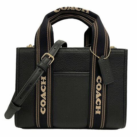 [全新] COACH 素面牛皮手提斜背兩用小琴譜方包(黑)