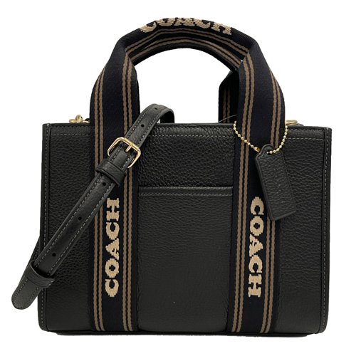 [全新] COACH 素面牛皮手提斜背兩用小琴譜方包(黑)-0