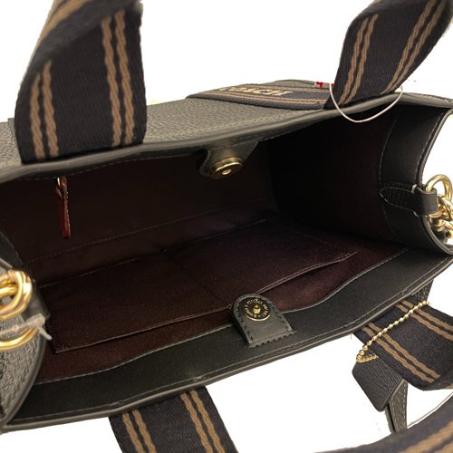 [全新] COACH 素面牛皮手提斜背兩用小琴譜方包(黑)-4