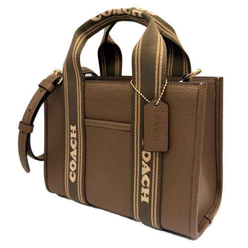 [全新] COACH 素面牛皮手提斜背兩用小琴譜方包(摩卡棕)-1