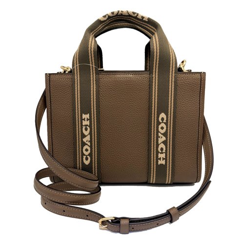 [全新] COACH 素面牛皮手提斜背兩用小琴譜方包(摩卡棕)-2