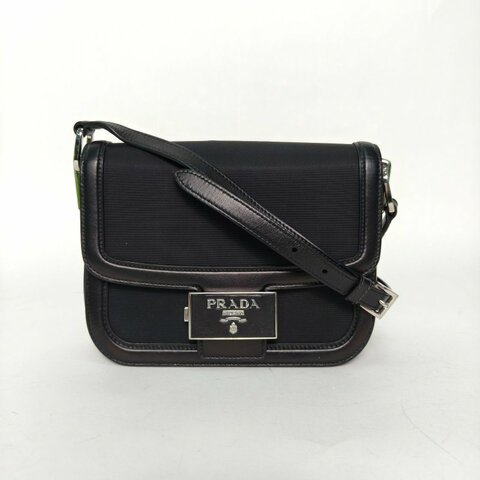 PRADA 黑色牛皮尼龍斜挎包/肩背包