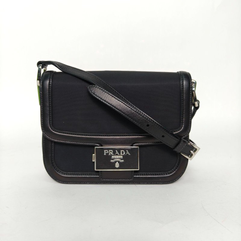 PRADA 黑色牛皮尼龍斜挎包/肩背包-0