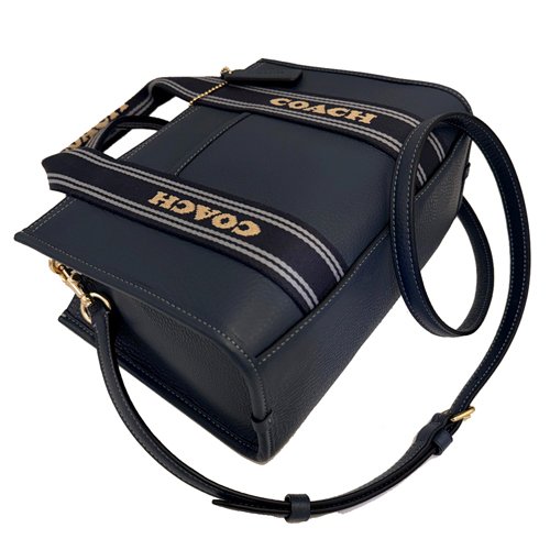 [全新] COACH 素面牛皮手提斜背兩用小琴譜方包(深藍)-3