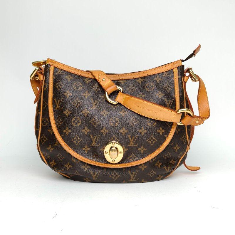 LOUIS VUITTON 老花PVC金扣2008中古金豆豆單肩包肩背包-0